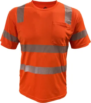 High-Visibility Coolmax Short-Sleeve Safety T-Shirt with Pocket - 104CMPS-OR