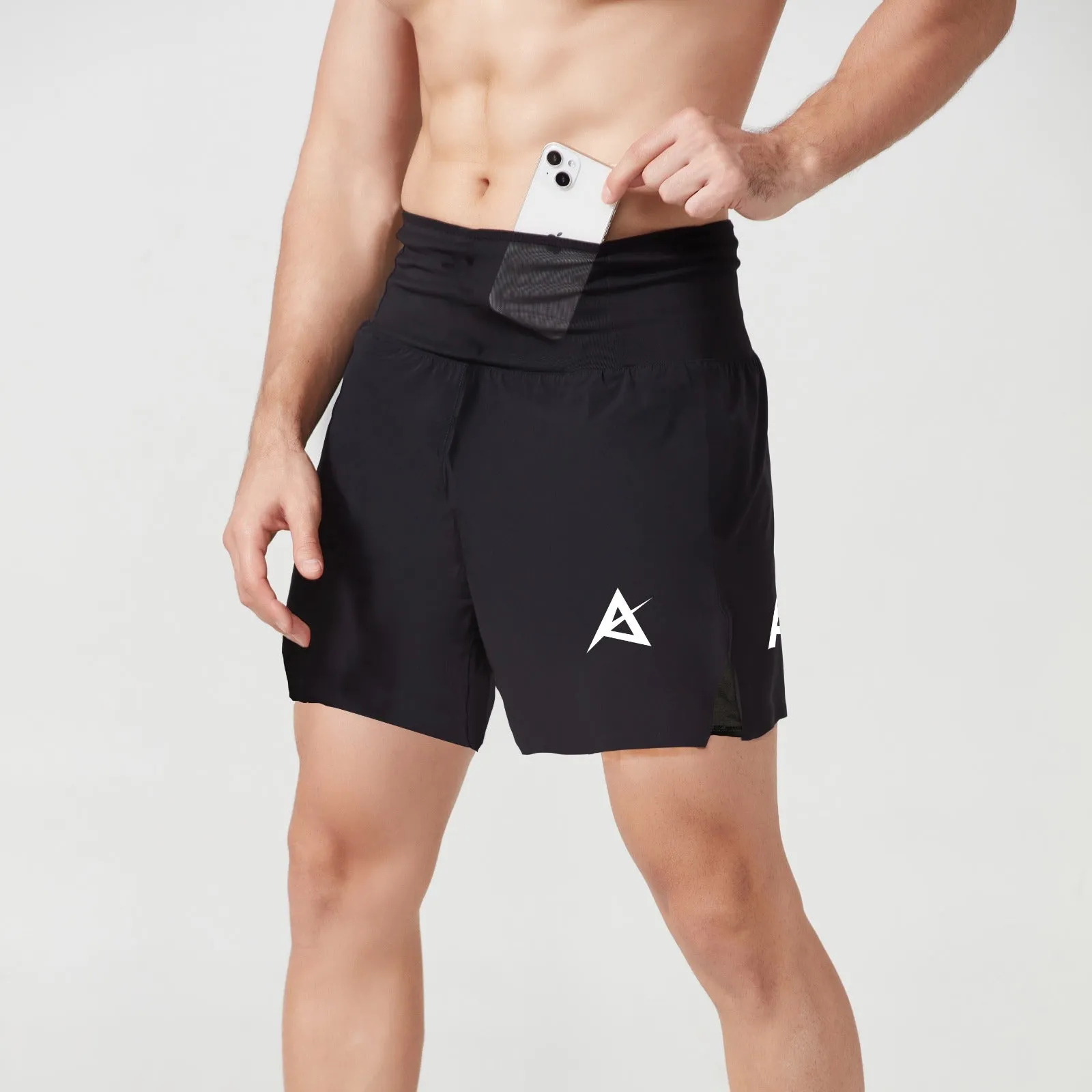 AKIV 2-in-1 Multi-Pocket Shorts Unisex | Inner Tight | Black