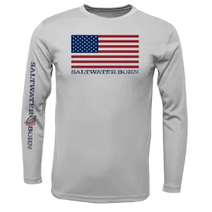 American Flag Boy's Long Sleeve UPF 50  Dry-Fit Shirt