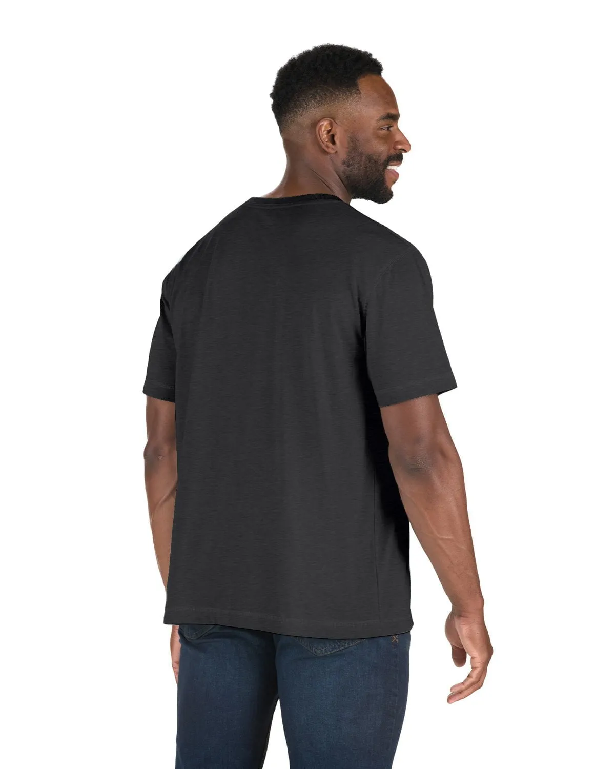 Berne Mens Performance Pocket Black Heathered Cotton Blend S/S T-Shirt