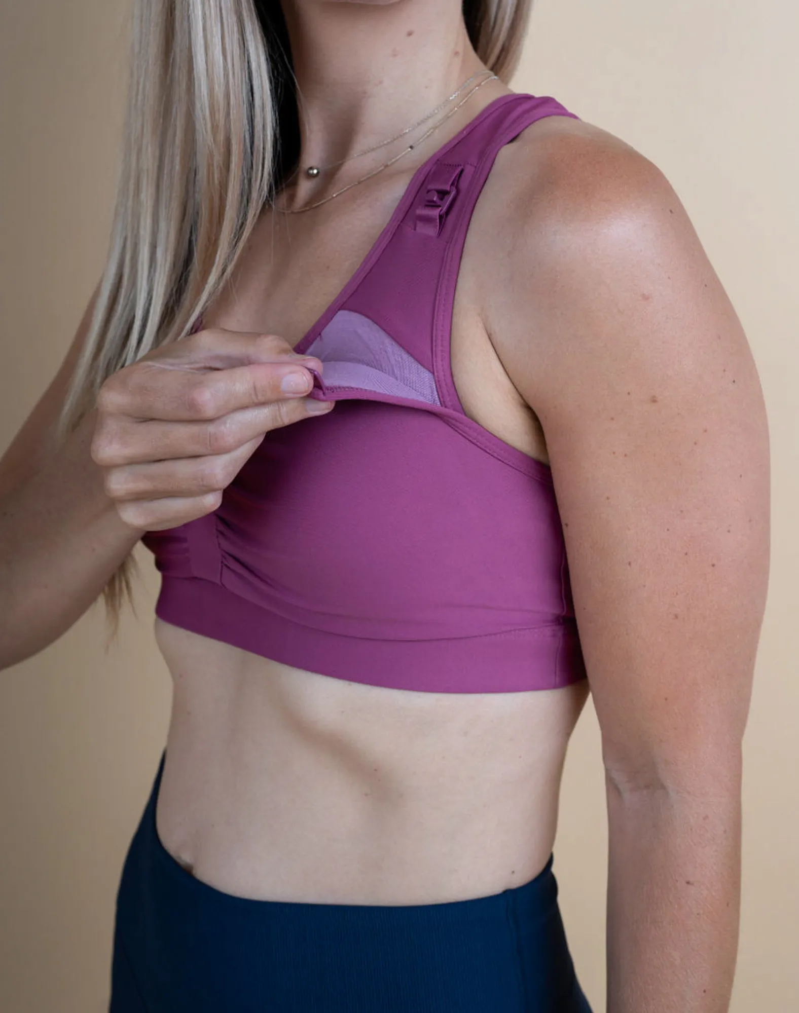 Breastfeeding Sports Bra - Zahara Crop Rose