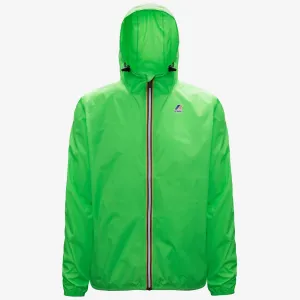 Claude - Unisex Packable Full Zip Waterproof  Rain Jacket in Green Fluo