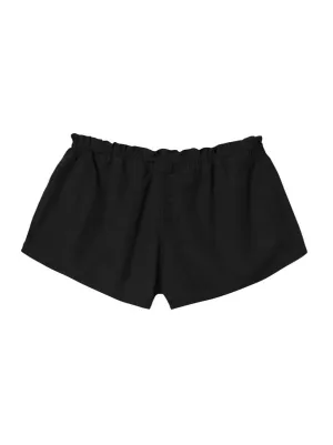 Eos Drawstring Organic Low-Rise Bamboo Poplin Lounge Short - Black