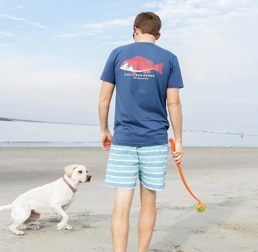 Good Boy: Long Sleeve T-Shirt - Yellow Lab on Steel Blue