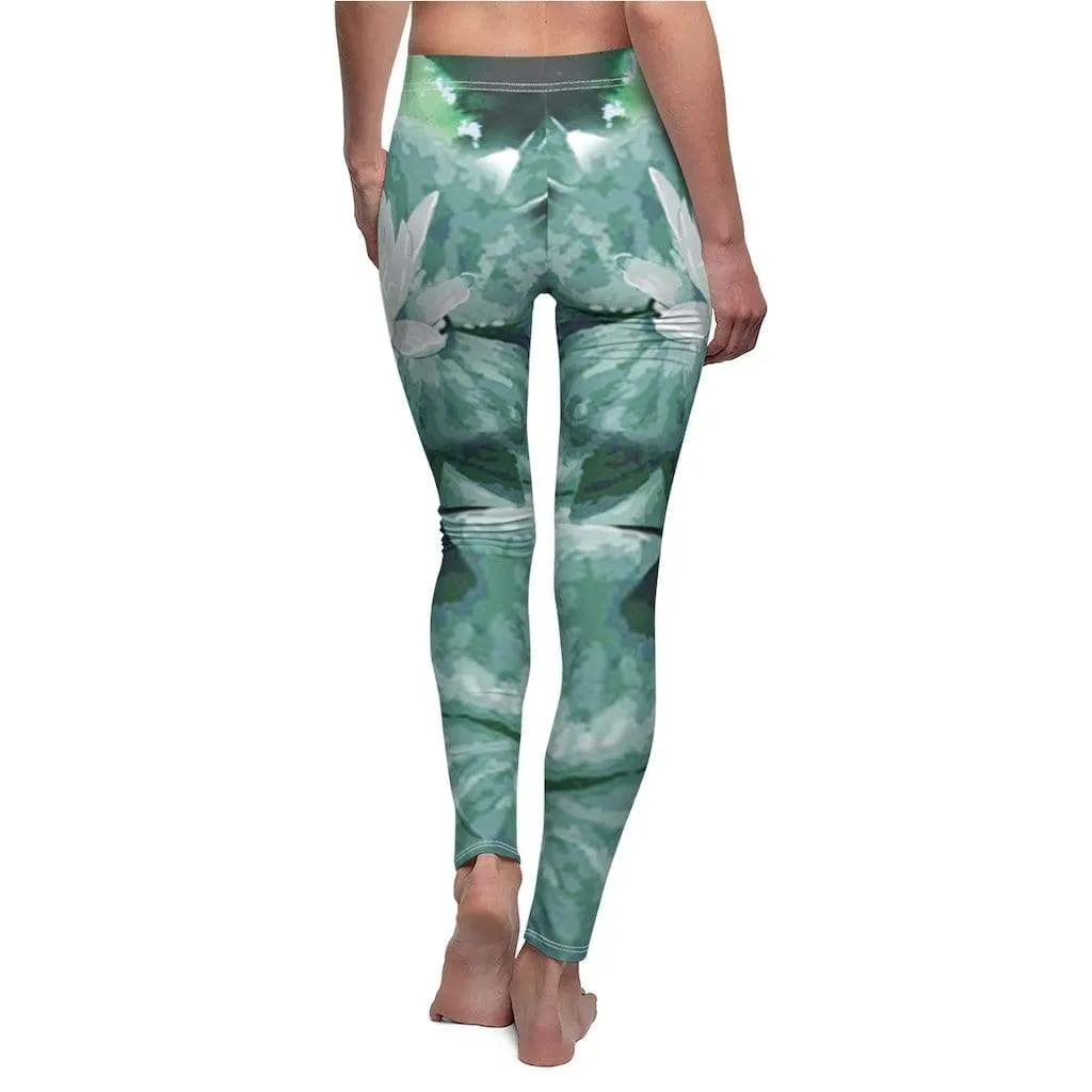 Green Flower Lotus Yoga Pants