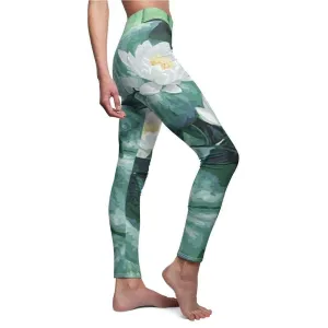 Green Flower Lotus Yoga Pants