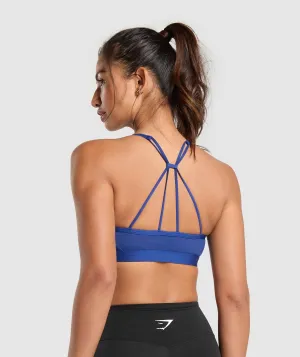 Gymshark Ruched Strappy Sports Bra - Wave Blue