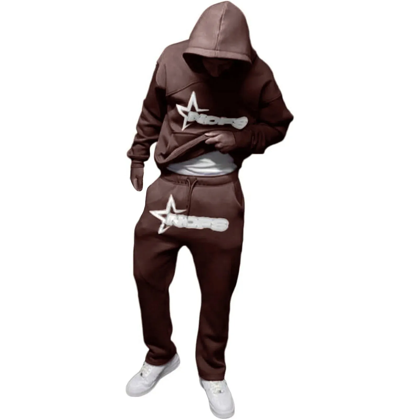 Loose Hip Hop Skateboard Nofs Hoodies Unisex Autumn Winter Trend Street Sweatshirt Set American Classic Hooded Sweatshirt