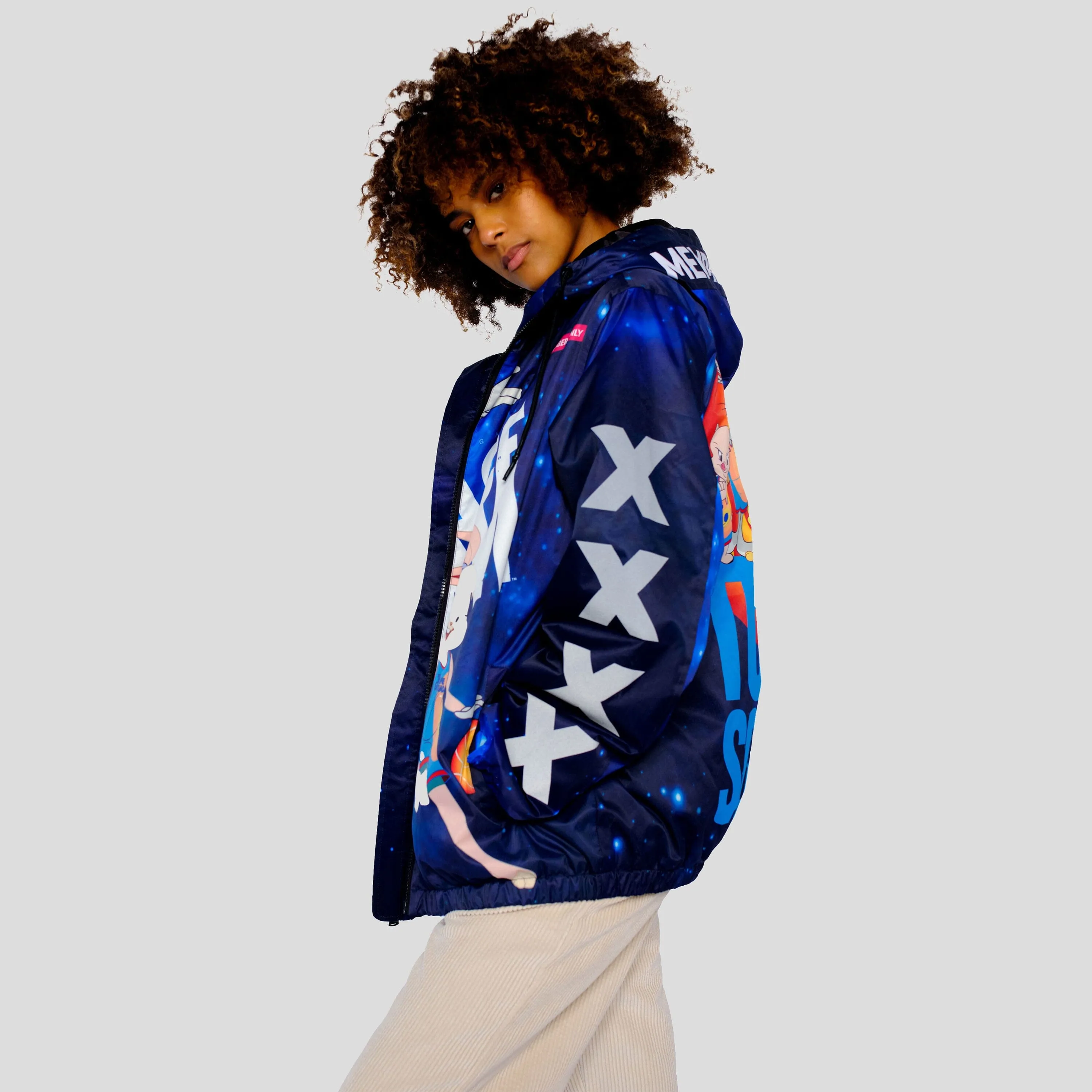 Members Only Women's Space Jam Galaxy Midweight Oversized Jacket