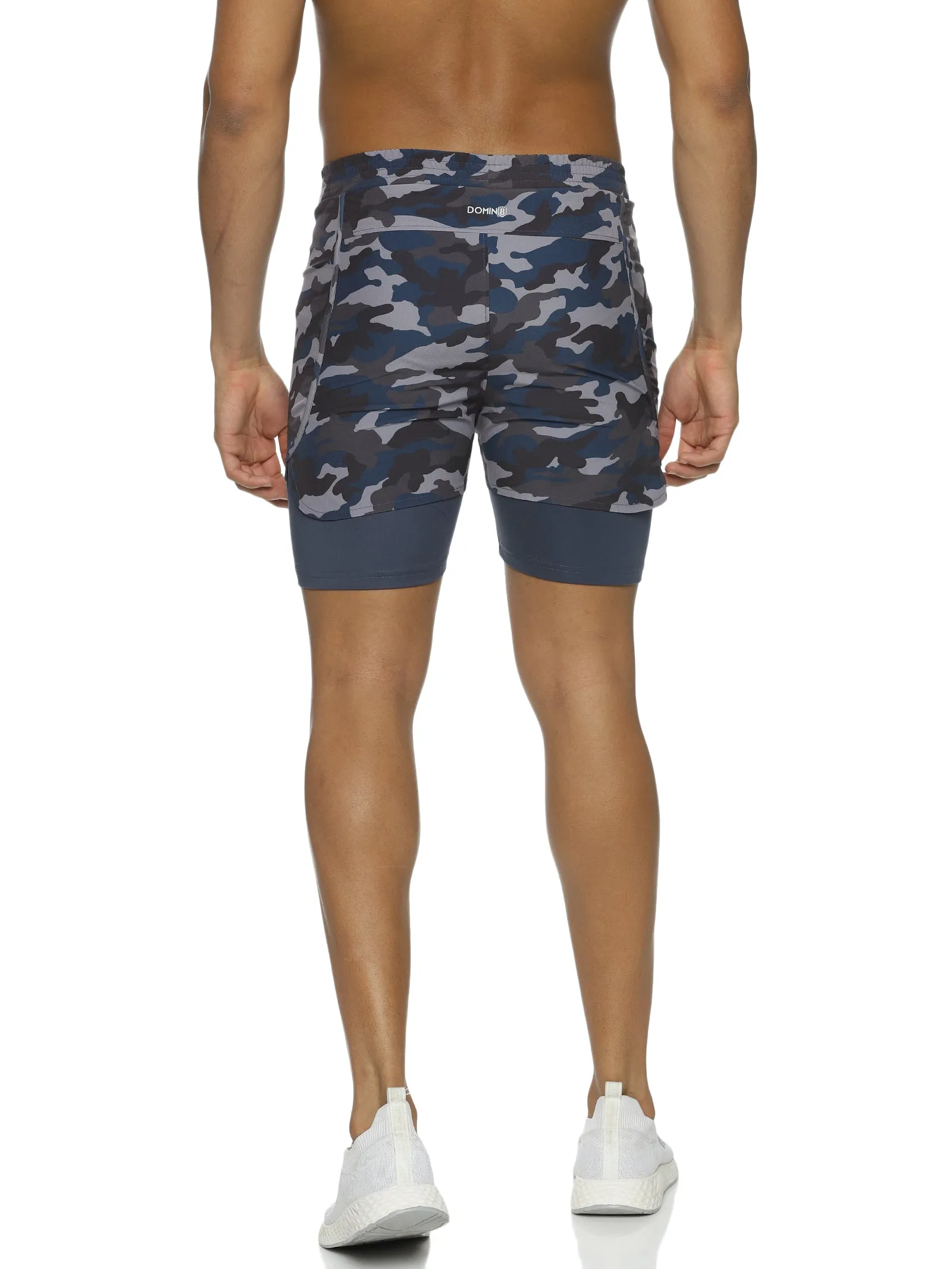 Men Camouflage Printed Shorts With Elasticated Waist & Inner Tights