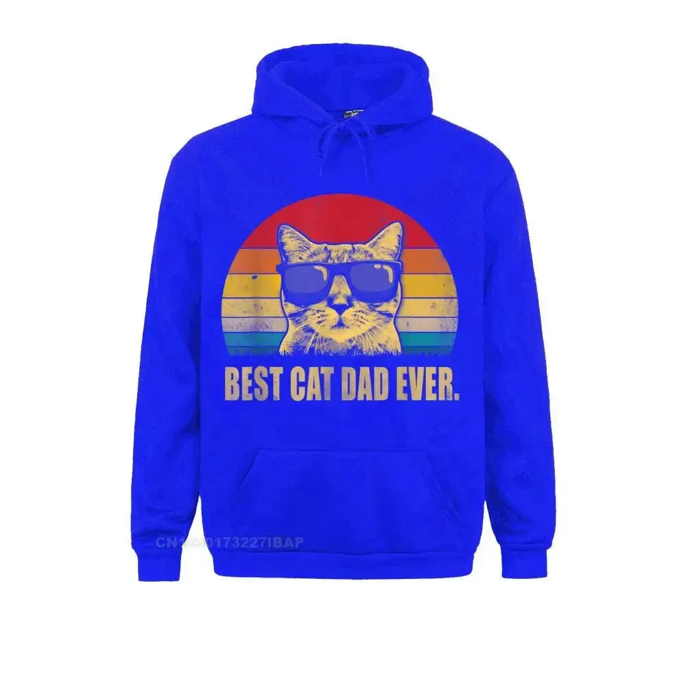 Mens Best Cat Dad Ever Hooded Pullover Vintage Cat Dad Mom Hooded Pullover Hoodies Special Holiday Adult Sweatshirts Simple