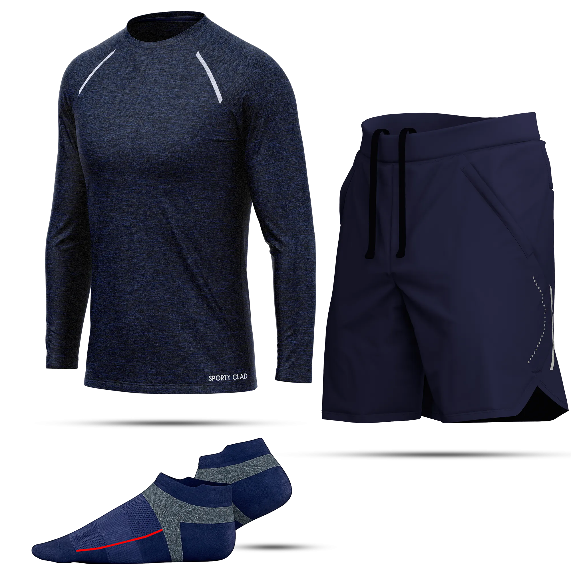 Men's Blue Long Sleeve T-Shirt, Sports Shorts & Socks Set