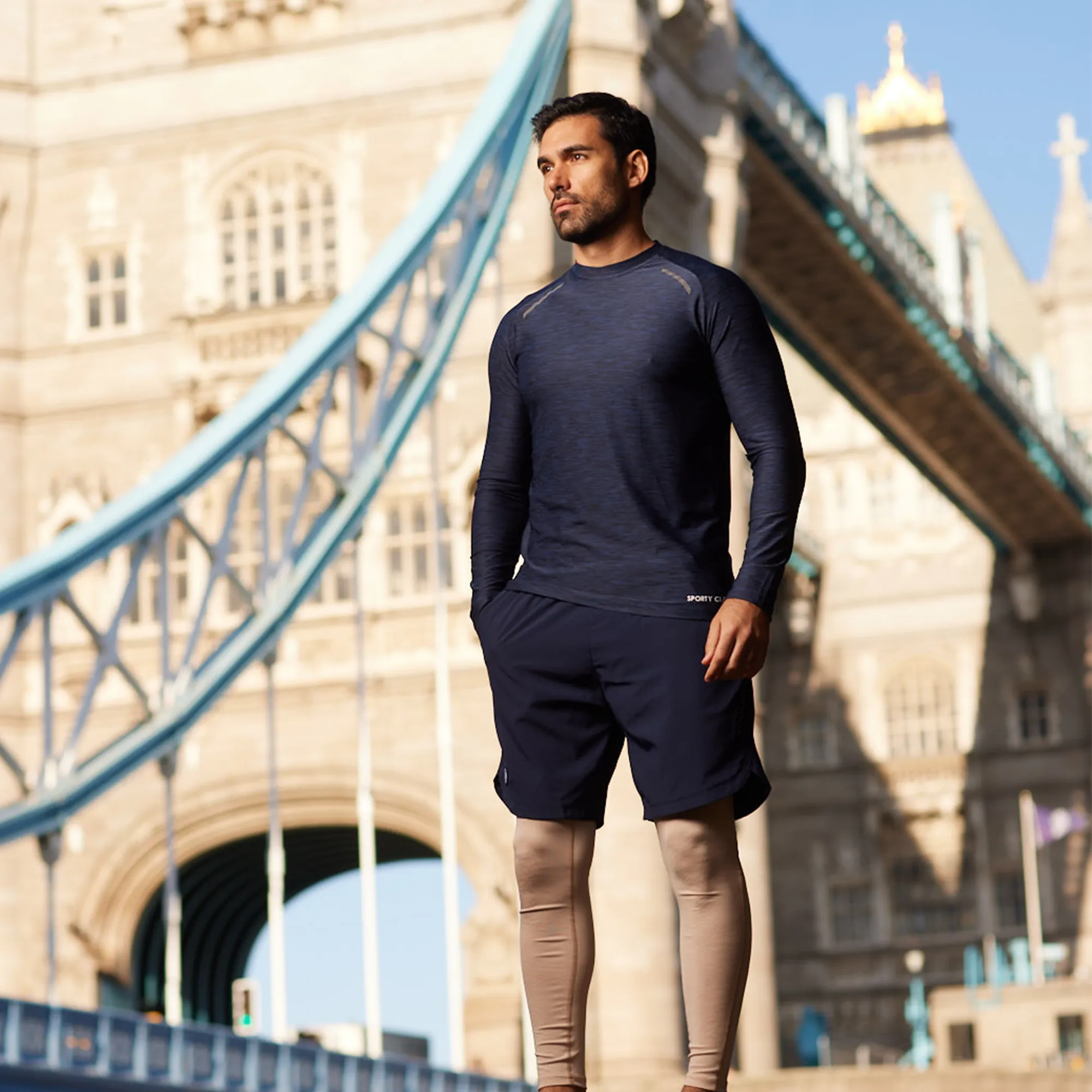 Men's Blue Long Sleeve T-Shirt, Sports Shorts & Socks Set