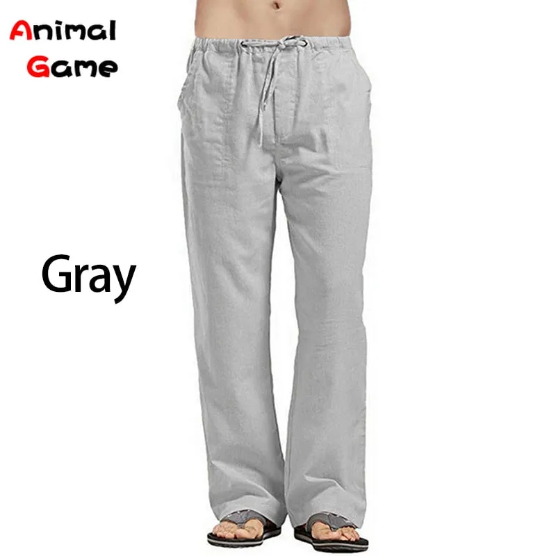 New Loose Linen Wide Men Pant Oversize Linens Streetwear Male Spring Yoga Pants Casual Men Clothing Sweatpants