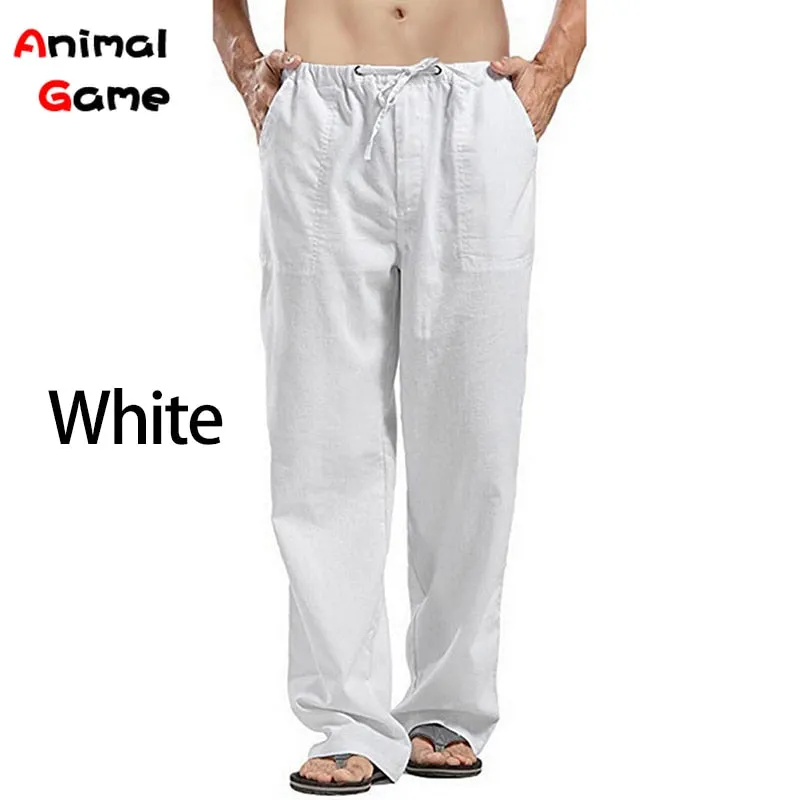 New Loose Linen Wide Men Pant Oversize Linens Streetwear Male Spring Yoga Pants Casual Men Clothing Sweatpants