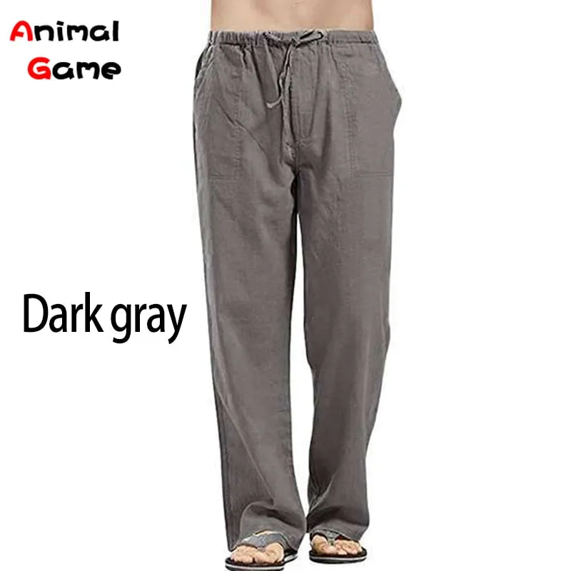 New Loose Linen Wide Men Pant Oversize Linens Streetwear Male Spring Yoga Pants Casual Men Clothing Sweatpants