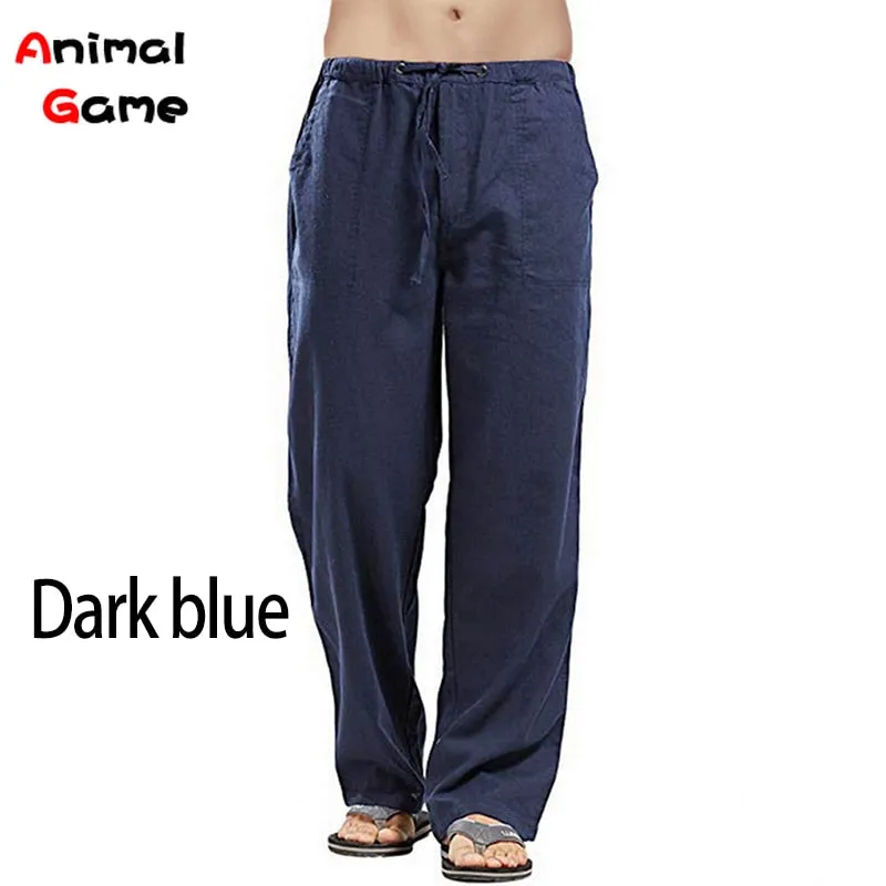 New Loose Linen Wide Men Pant Oversize Linens Streetwear Male Spring Yoga Pants Casual Men Clothing Sweatpants