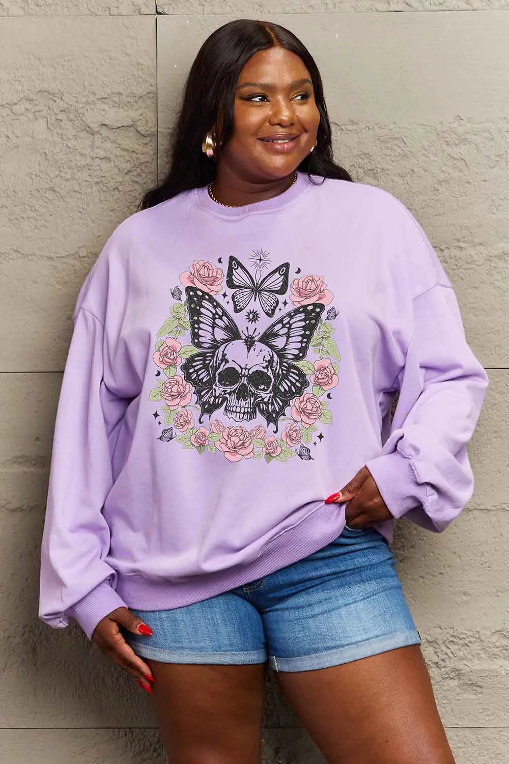 Skull Butterfly Graphic Sweatshirt