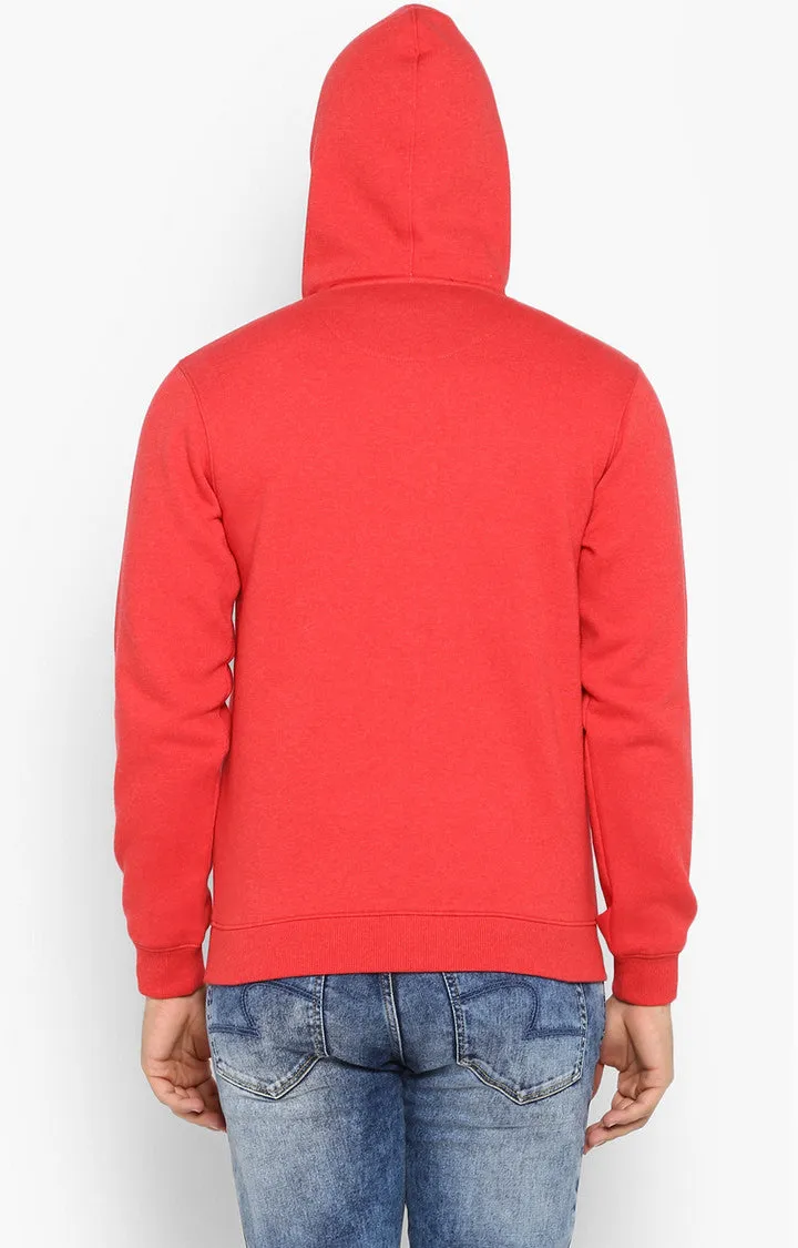 Spykar Red Cotton Blend Sweatshirt For Men