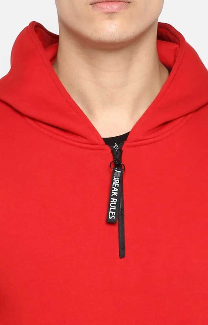 Spykar Red Cotton Regular Fit Sweatshirt For Men