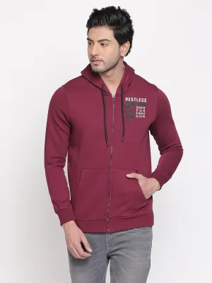 Spykar Red Solid Slim Fit Sweatshirt For Men