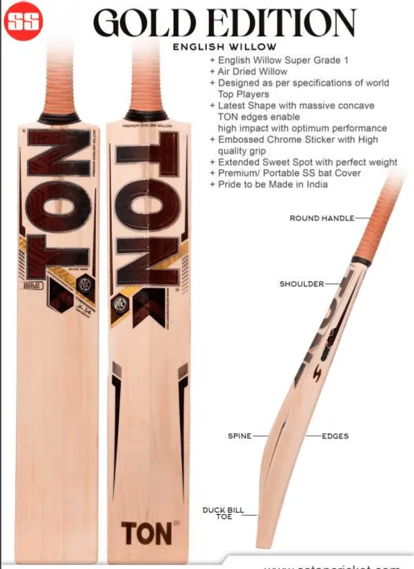 SS Ton Gold English Willow Cricket Bat