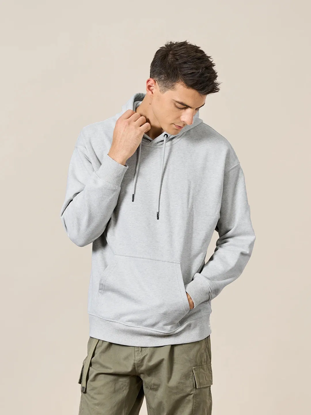 Thick Fabric Solid Basic Hoodies with Quality Jogger Texture