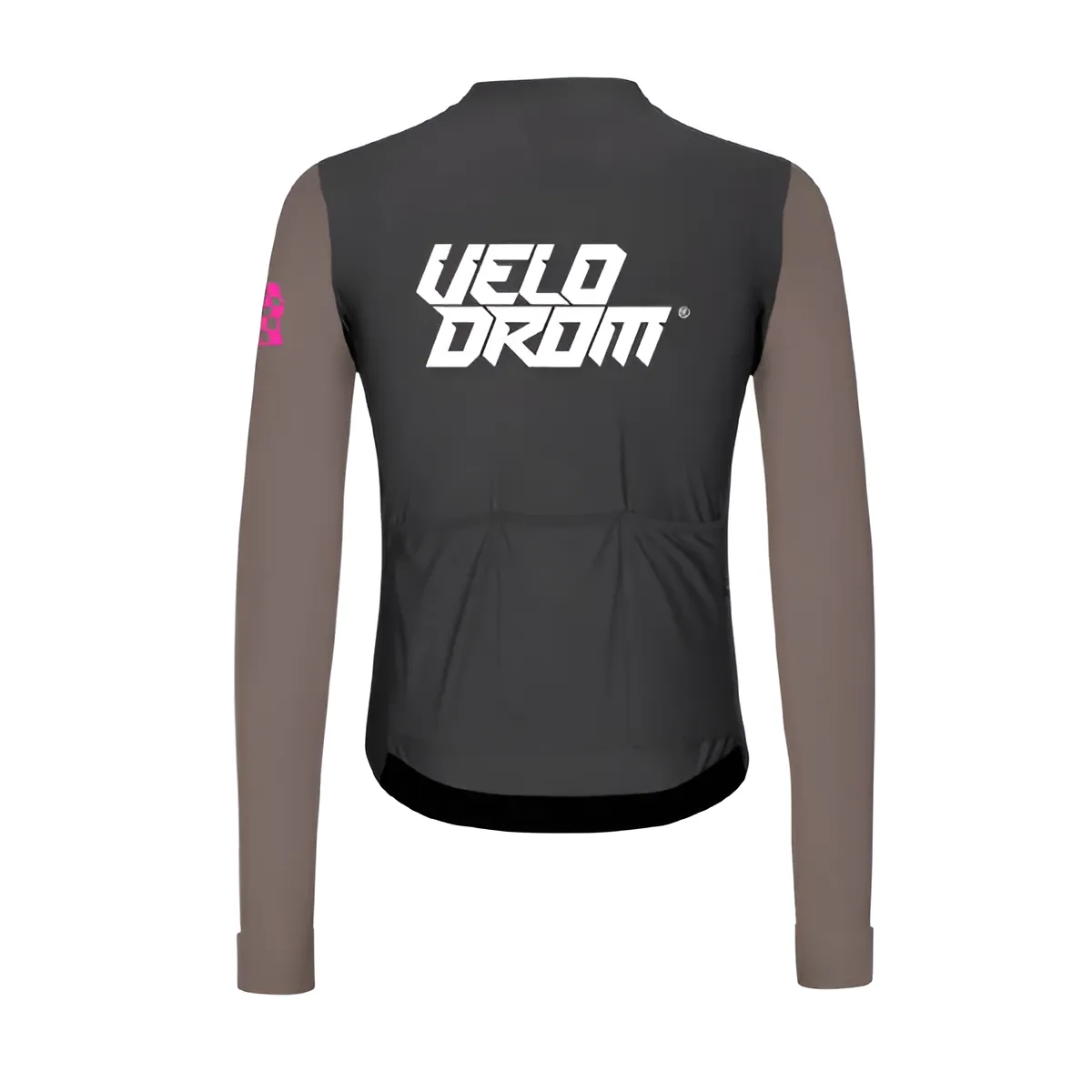 VELODROM RaceDay Thermal Long Sleeve Jersey - Dark Grey/Light Brown Dual Sleeves