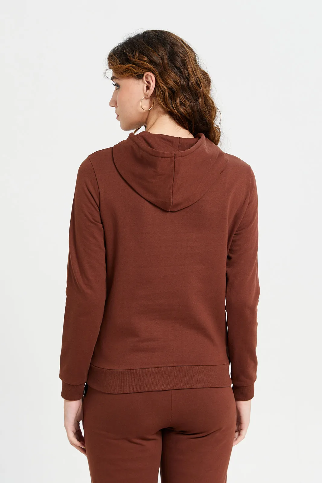 Women Brown Printed Active Sweatshirt