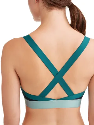 Women's Medium Impact Colorblock Elastic Strap Sports Bra